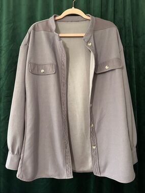 Button-Front Overshirt in Dusty Lavender